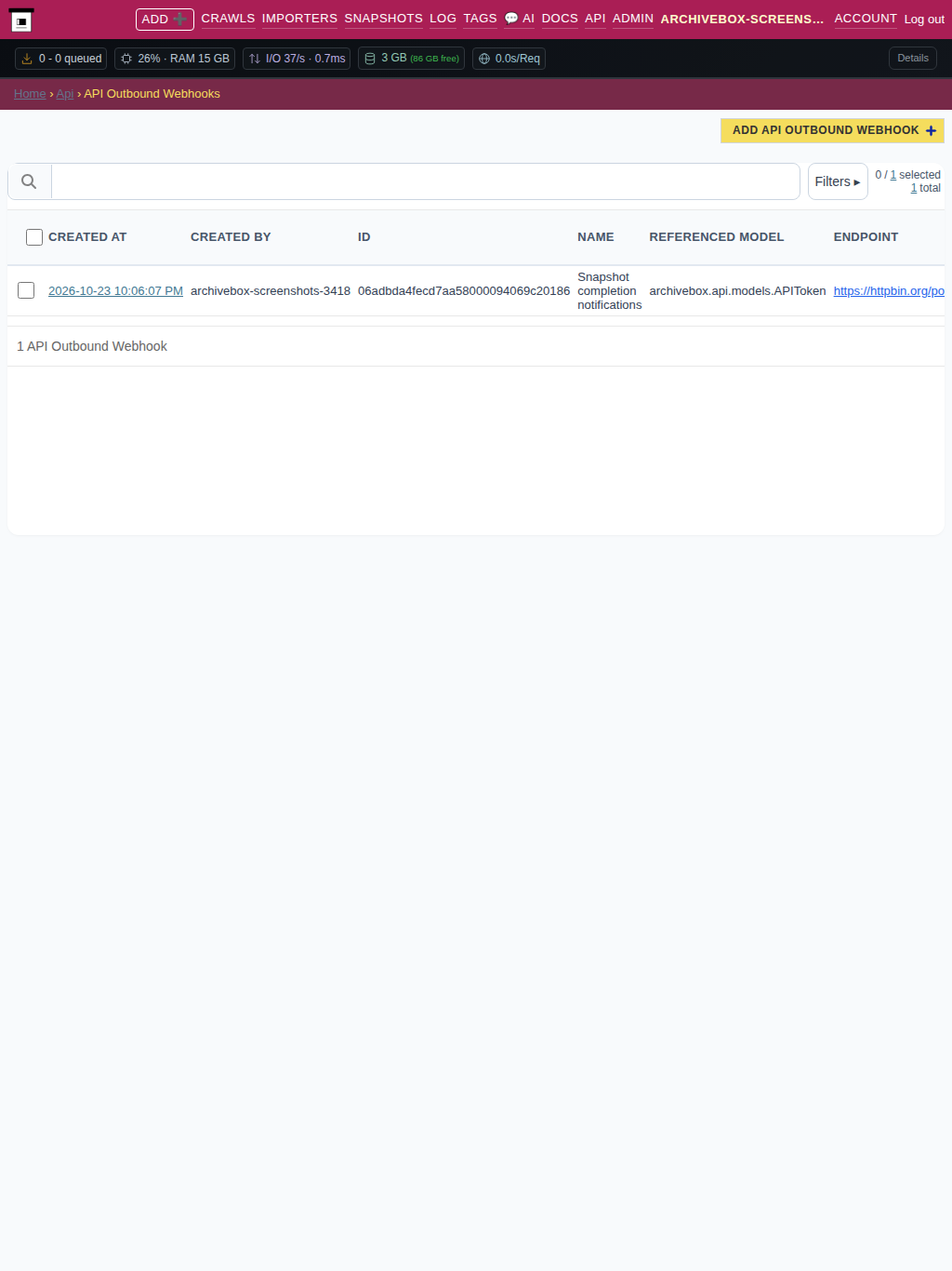 Webhooks — tablet